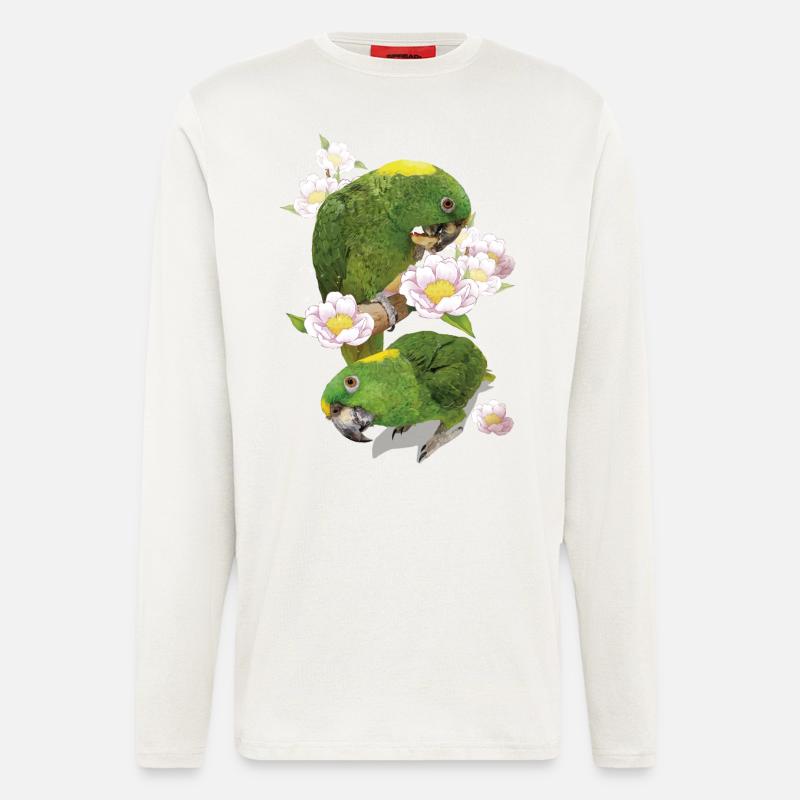 Le perroquet à nuque jaune - Manches longues bio décontracté fabriqué en UE - OFF WHITE