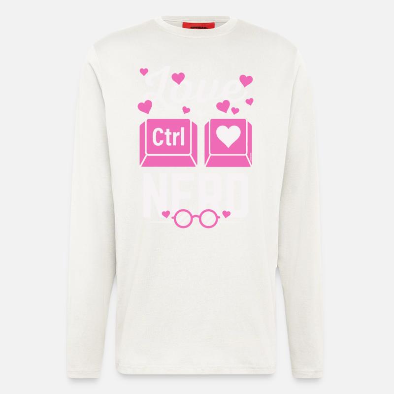 Love Nerd CTRL - Coeur - Manches longues bio décontracté fabriqué en UE - OFF WHITE