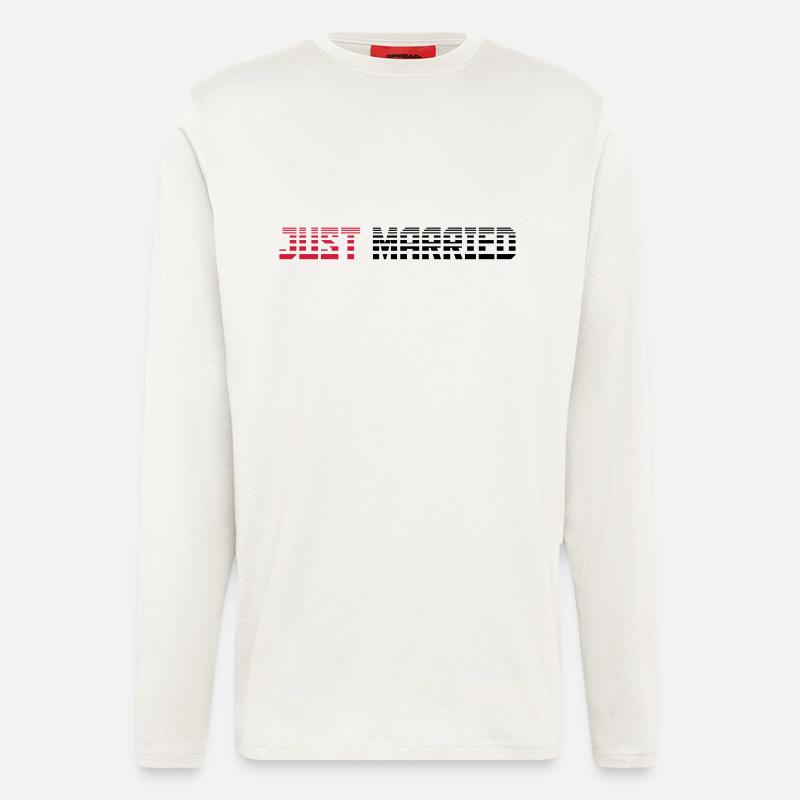 Just Married Text Logo Design - Langarmshirt - made by SPREAD  - OFF WHITE
