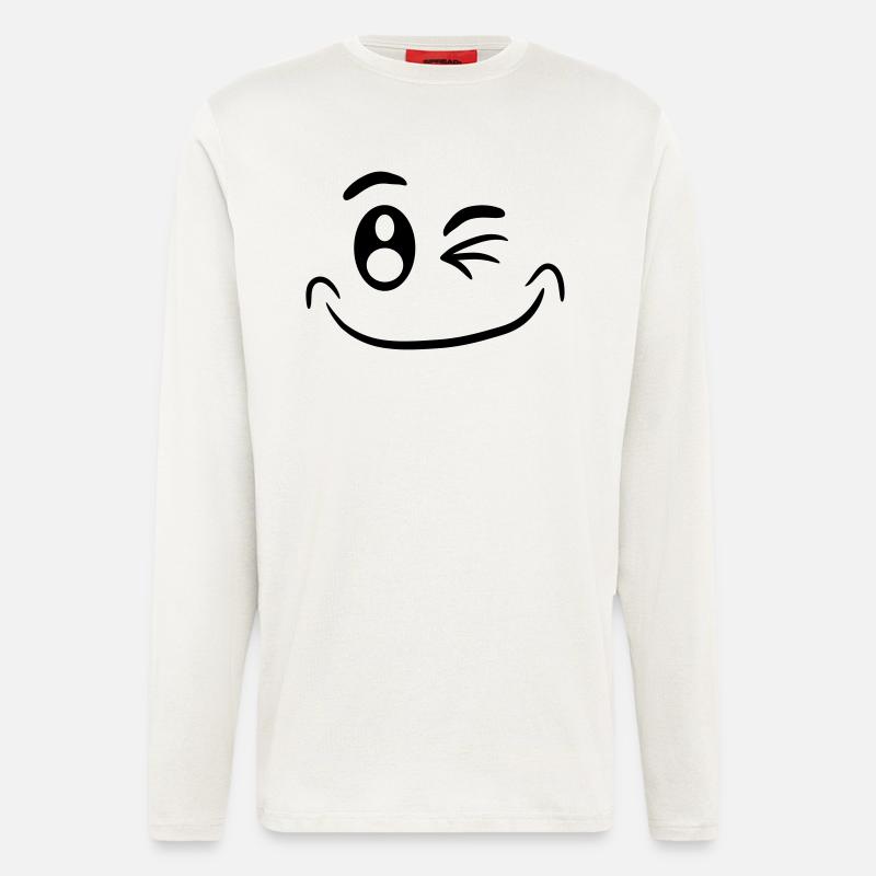 Comic face funny smiley winking - Longsleeve - made by SPREAD  - OFF WHITE