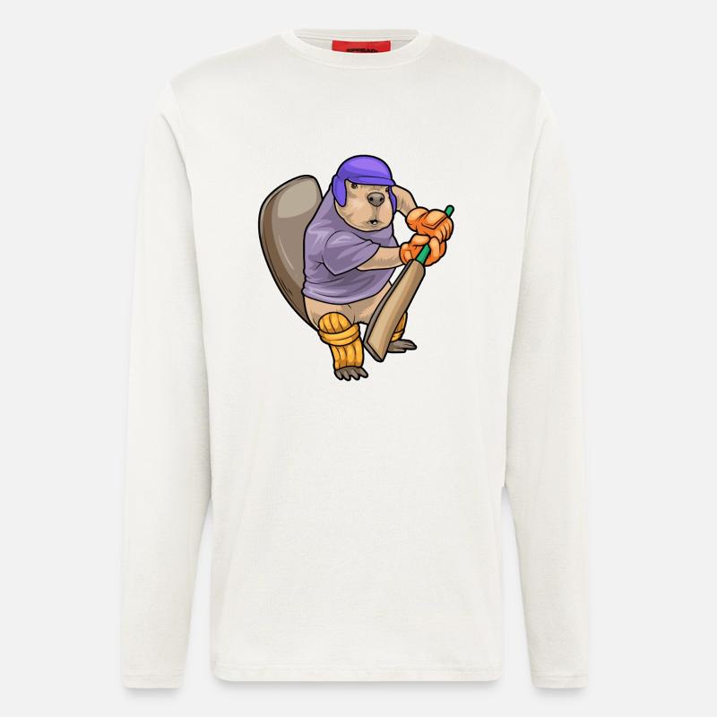 Beaver Cricket Cricket Bat - Longsleeve - made by SPREAD  - OFF WHITE