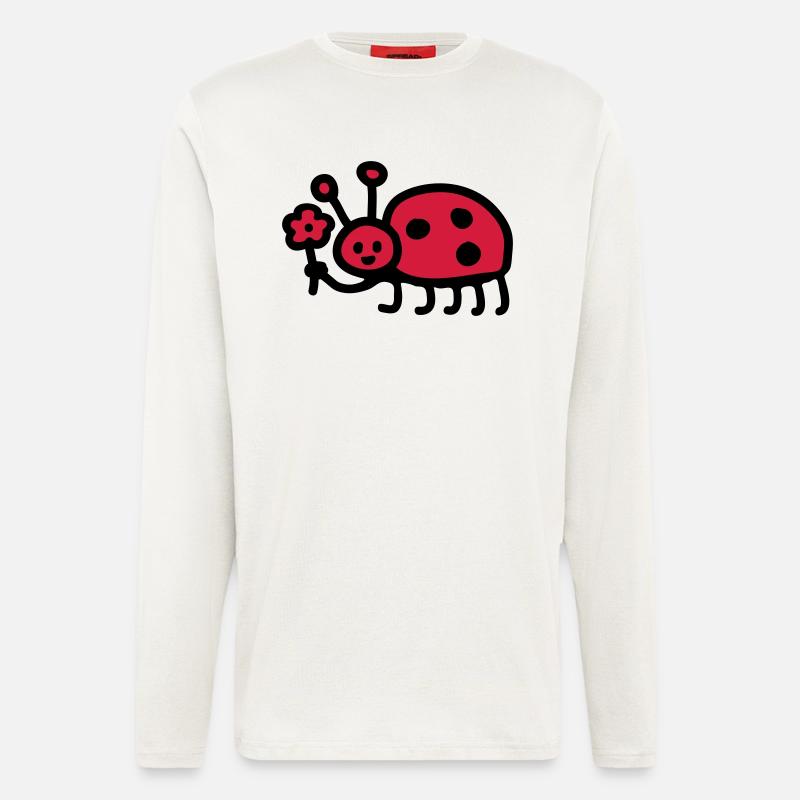 Coccinelle - Fleur - Manches longues bio décontracté fabriqué en UE - OFF WHITE
