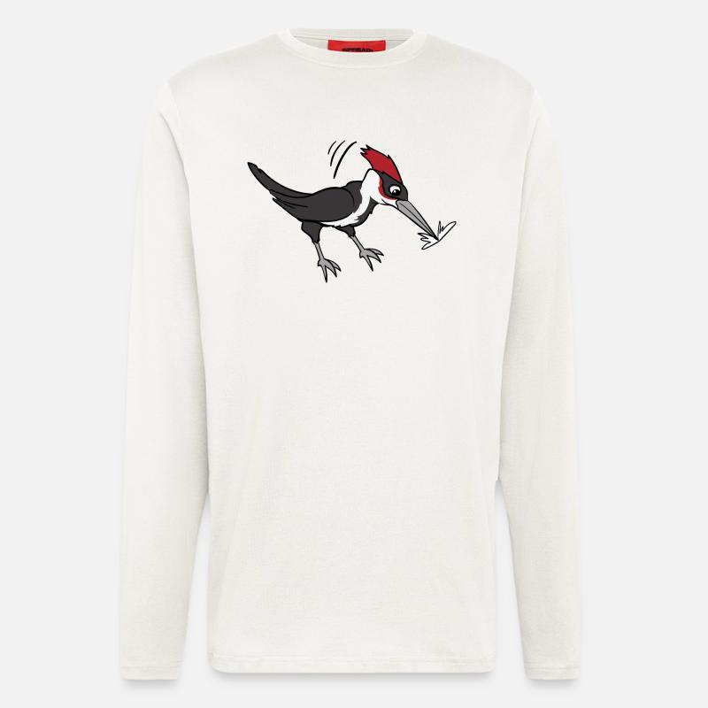 Specht Vogel Vögel - Langarmshirt - made by SPREAD  - OFF WHITE