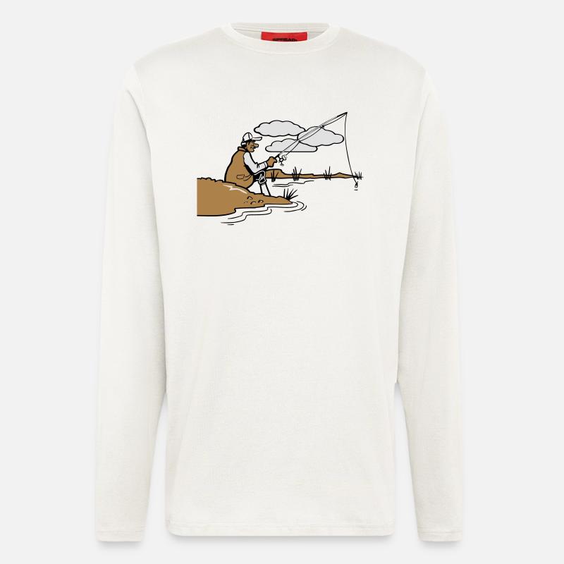 angeln relax ufer - Langarmshirt - made by SPREAD  - OFF WHITE