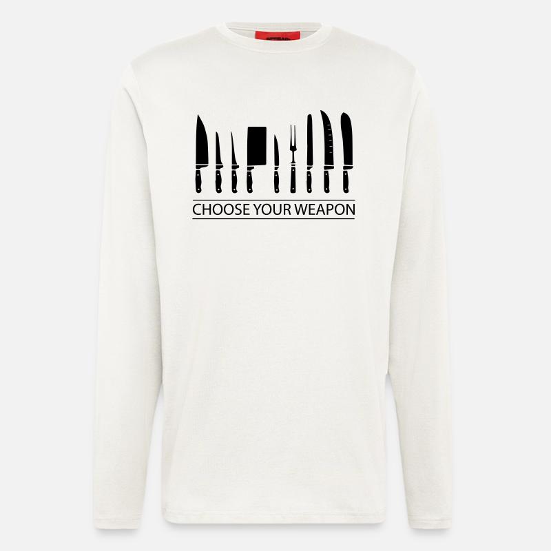Beruf Koch Messer Geschenk - Langarmshirt - made by SPREAD  - OFF WHITE