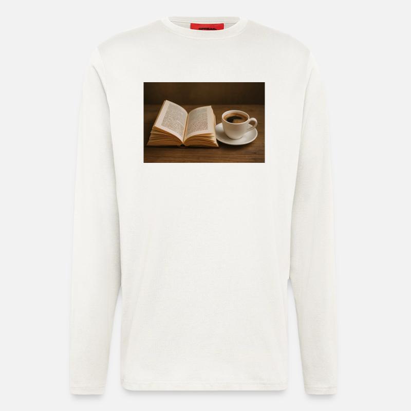 Buch und Kaffee - Langarmshirt - made by SPREAD  - OFF WHITE