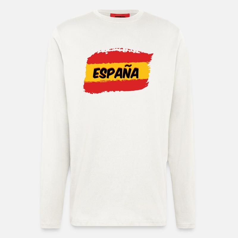 Drapeau espagnol - Manches longues bio décontracté fabriqué en UE - OFF WHITE