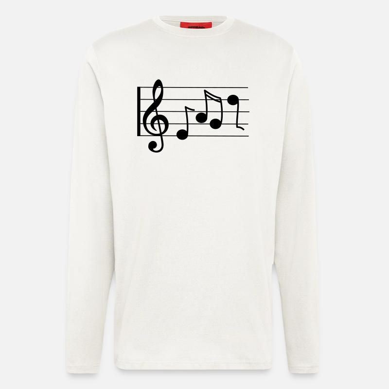 Violinschlüssel mit Noten - Langarmshirt - made by SPREAD  - OFF WHITE