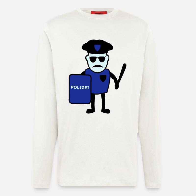 Policeman avec matraque - Manches longues bio décontracté fabriqué en UE - OFF WHITE