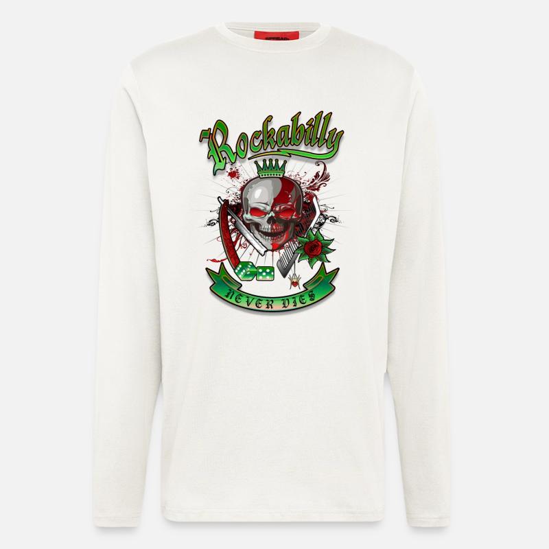 Rockabilly Skull - Langarmshirt - made by SPREAD  - OFF WHITE