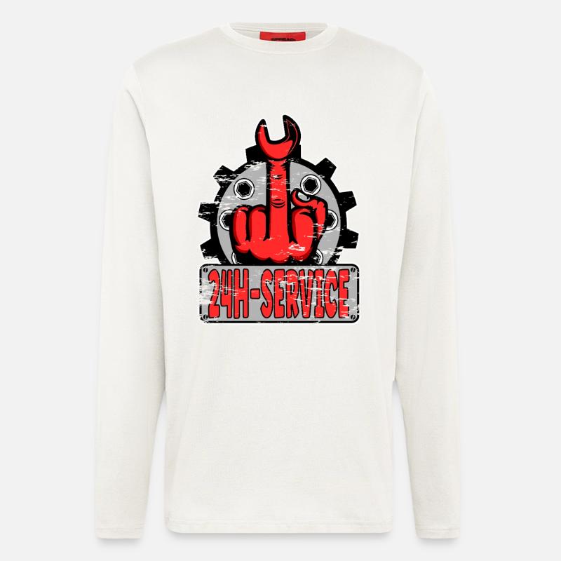 Mittelfinger Stinkerfinger 24h Service Design Rot - Langarmshirt - made by SPREAD  - OFF WHITE