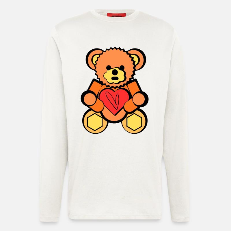 Bär mit Herz Block Art  - Langarmshirt - made by SPREAD  - OFF WHITE
