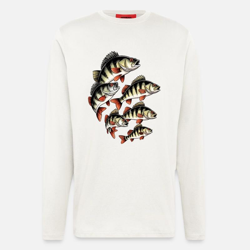 Barsch-Schwarm auf Schwarz - Langarmshirt - made by SPREAD  - OFF WHITE