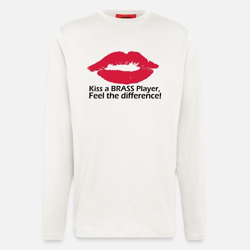 Kiss a brass player - Langarmshirt - made by SPREAD  - OFF WHITE