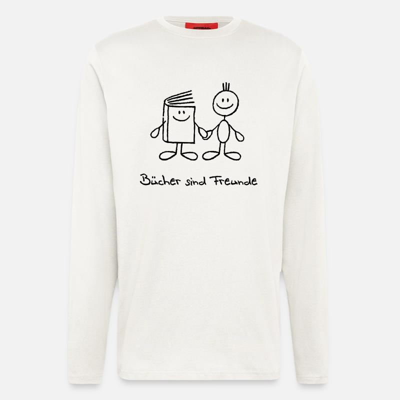 Bücher sind Freunde (SVG) - Langarmshirt - made by SPREAD  - OFF WHITE