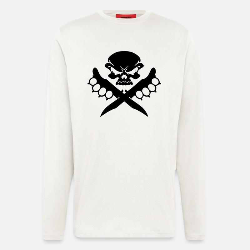 totenkopf mit messer - Langarmshirt - made by SPREAD - OFF WHITE