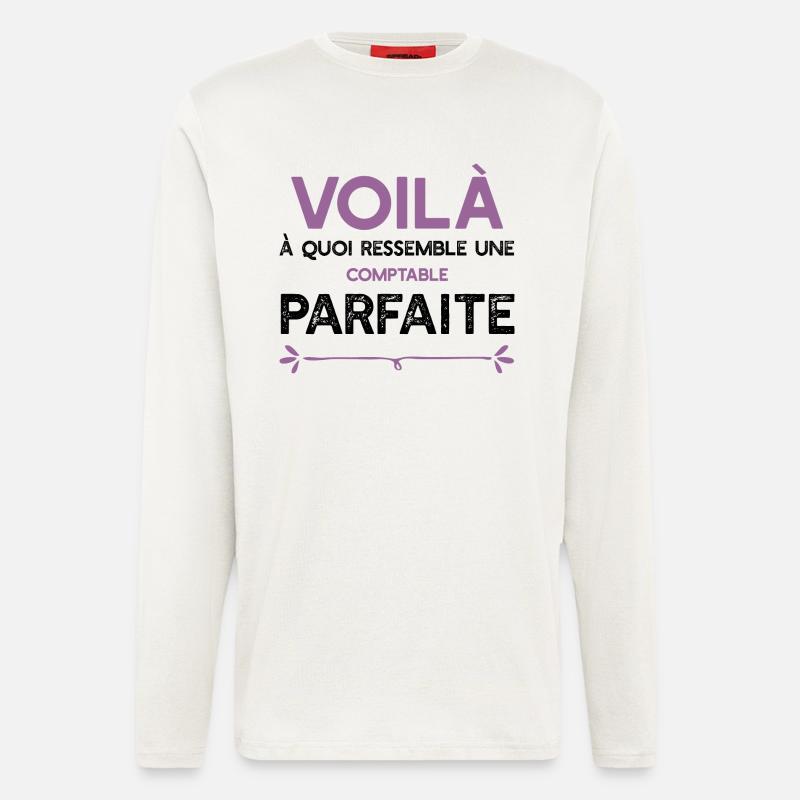 Une Comptable parfaite cadeau - Manches longues bio décontracté fabriqué en UE - OFF WHITE