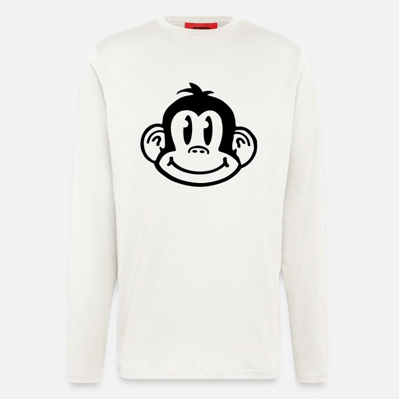 affe_comic_smiley_aq1 - Langarmshirt - made by SPREAD  - OFF WHITE
