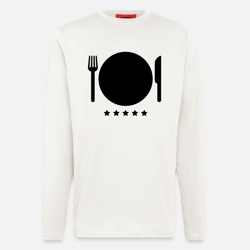 essen_teller__messer_gabel__f1 - Langarmshirt - made by SPREAD  - OFF WHITE
