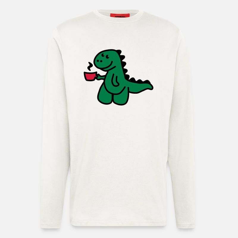 T-Rex liebt seinen Kaffee - Langarmshirt - made by SPREAD  - OFF WHITE