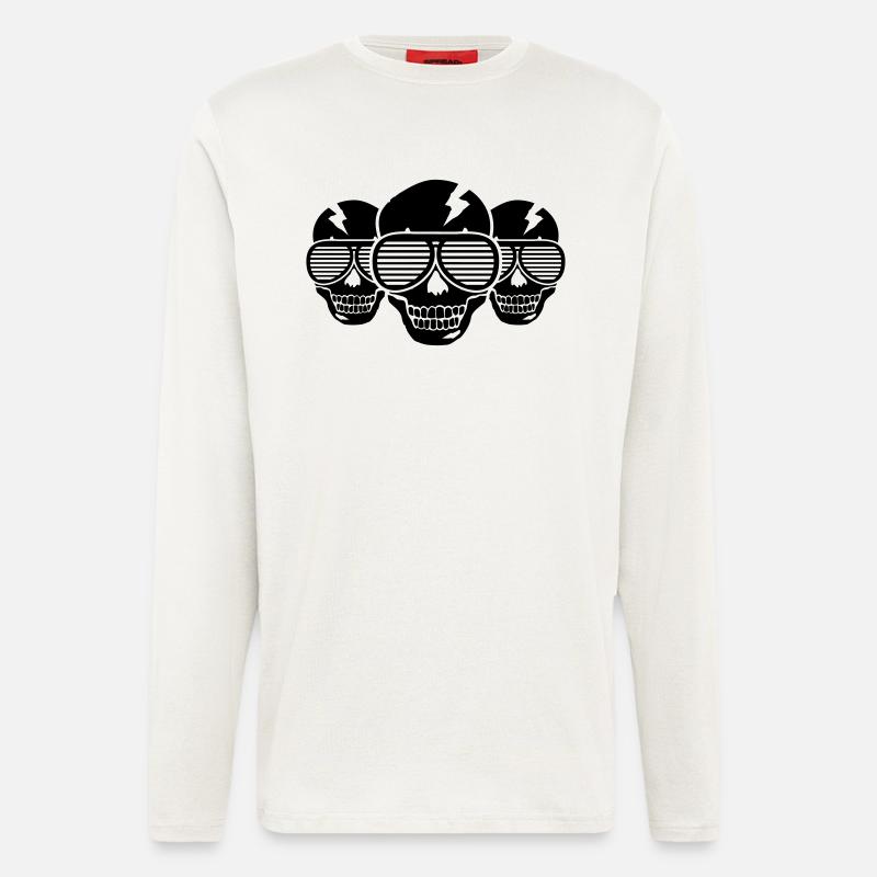 skulls_sunglasses_ge1 - Langarmshirt - made by SPREAD  - OFF WHITE