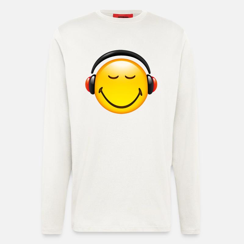 Smiley Glossy Headphones on - Langarmshirt - made by SPREAD - OFF WHITE