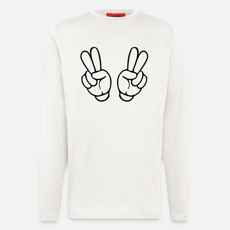hands peace comic - Langarmshirt - made by SPREAD  - OFF WHITE