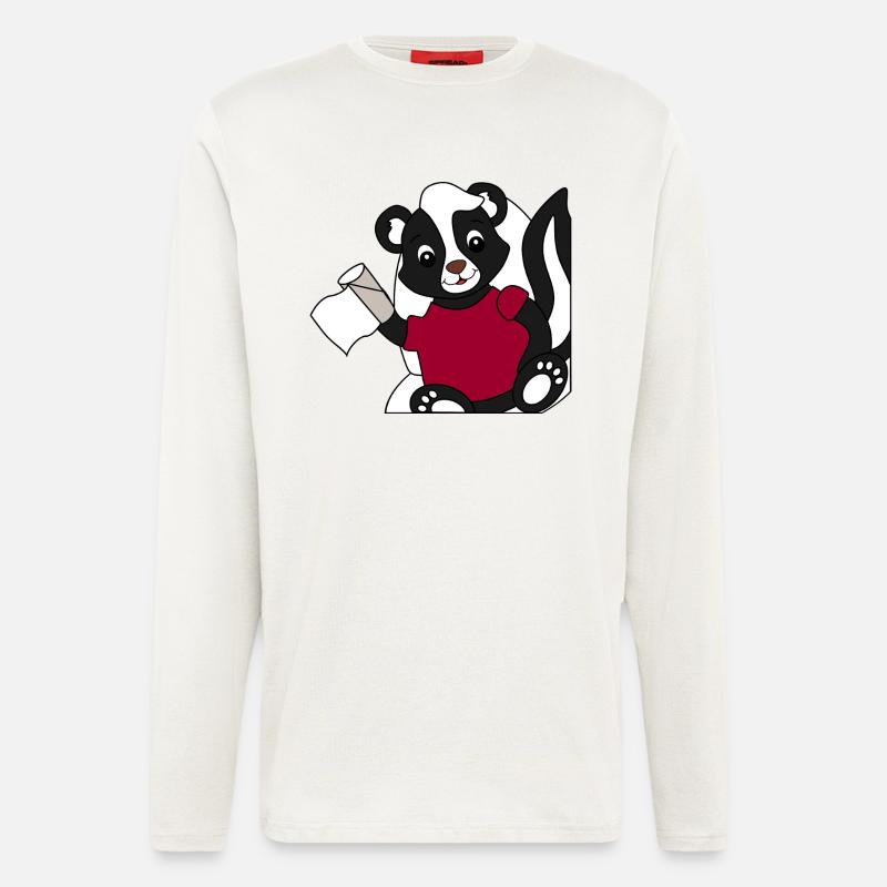 Skunk Pixie sur les toilettes - Manches longues bio décontracté fabriqué en UE - OFF WHITE