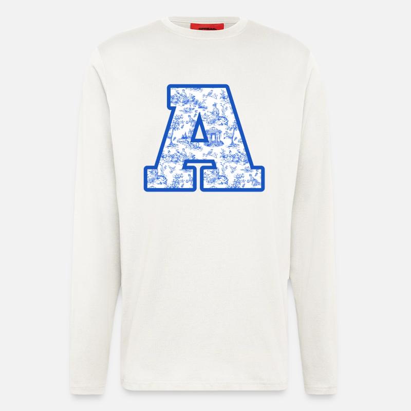 Buchstabe A blaue Chinoiserie - Langarmshirt - made by SPREAD  - OFF WHITE