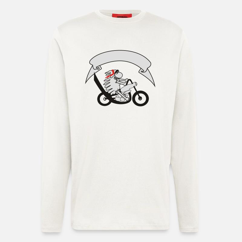 Bikerschaf mit Banner - Langarmshirt - made by SPREAD  - OFF WHITE
