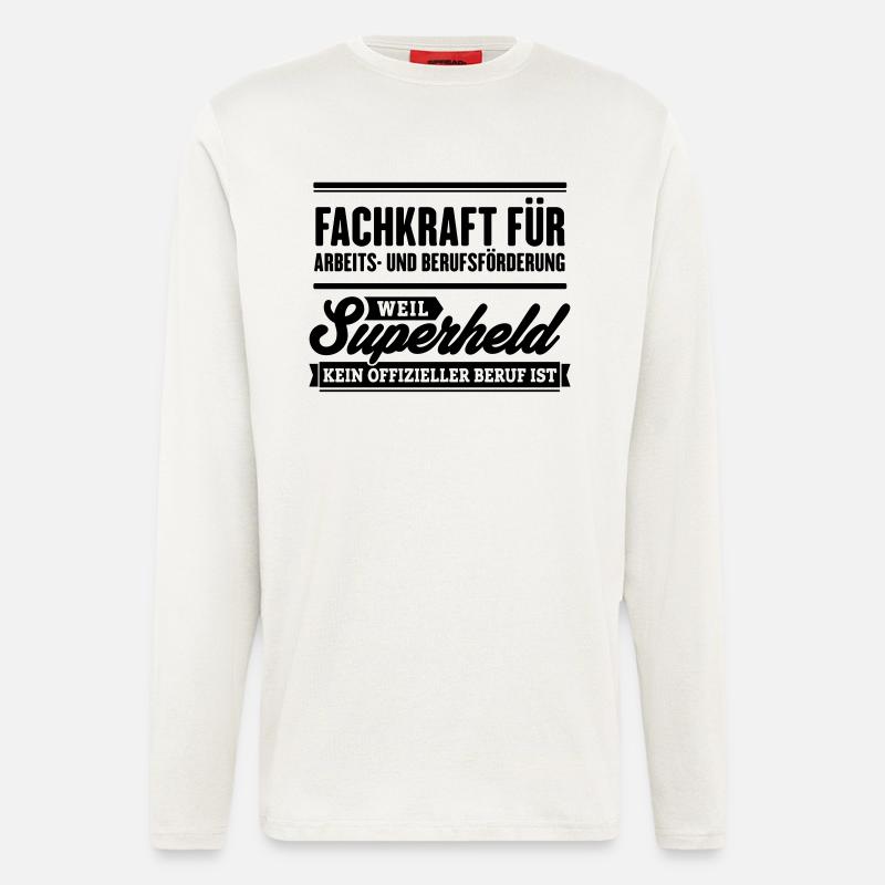 Superheld Fachkraft Arbeit Berufsförderung - Langarmshirt - made by SPREAD  - OFF WHITE