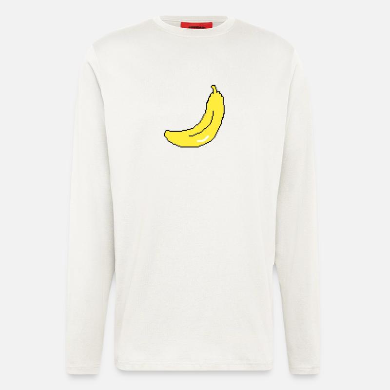 Banane Pixel Art | Unisex - Langarmshirt - made by SPREAD - OFF WHITE