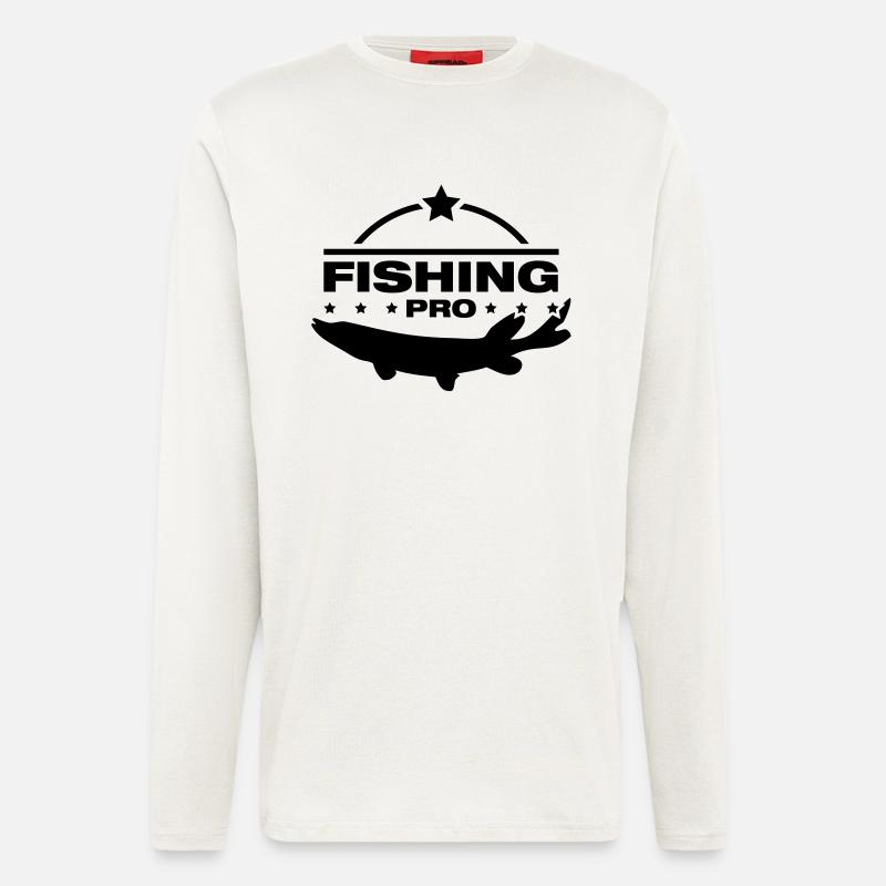 fishing_pro_design_qu1 - Langarmshirt - made by SPREAD  - OFF WHITE
