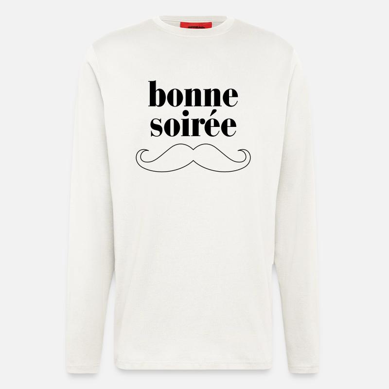 Bonne Soiree - Moustache - Manches longues bio décontracté fabriqué en UE - OFF WHITE