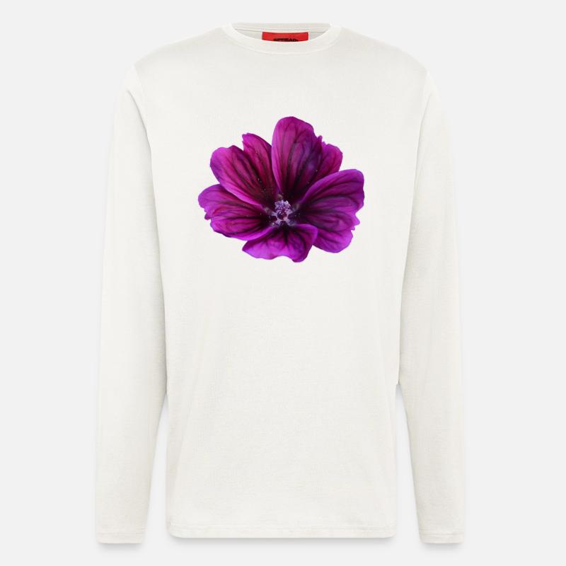 Malve violette Blüte - Langarmshirt - made by SPREAD  - OFF WHITE
