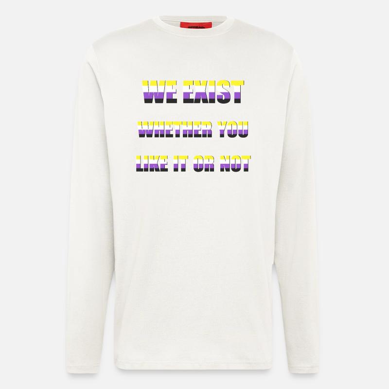 We Exist - Non-Binary Flag - Longsleeve - made by SPREAD - OFF WHITE