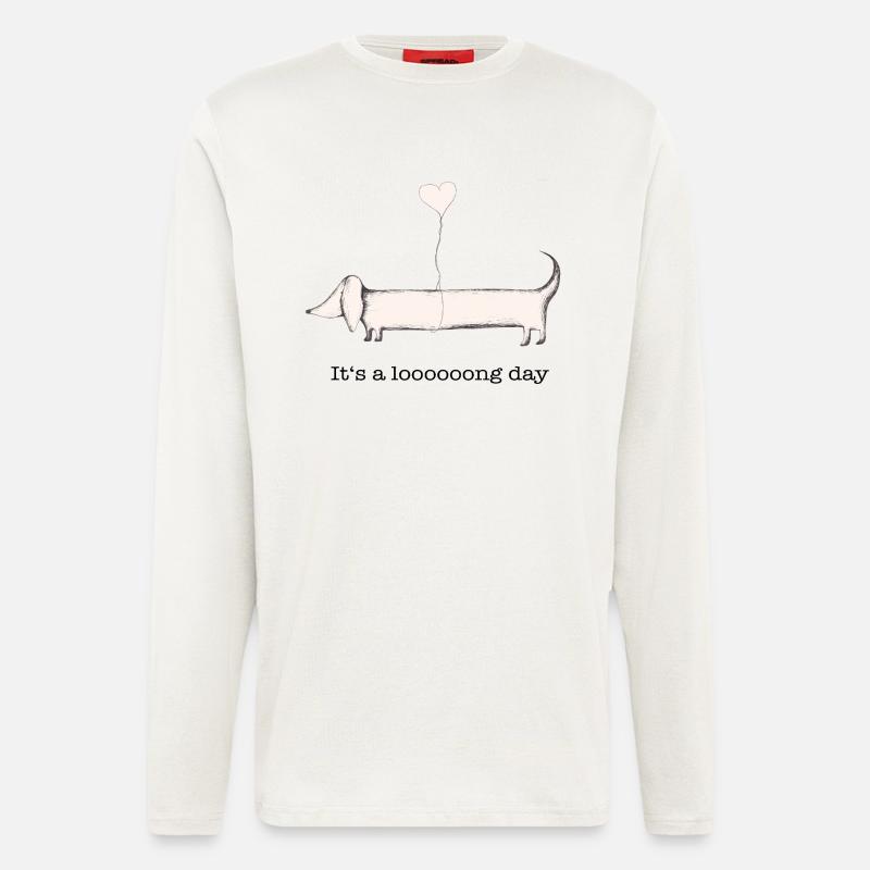 Dackel: it‘s a long day - Langarmshirt - made by SPREAD  - OFF WHITE