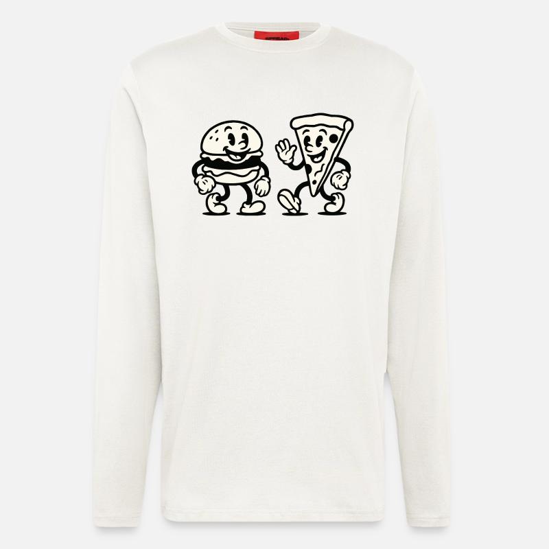 burger pizza comic - Langarmshirt - made by SPREAD  - OFF WHITE