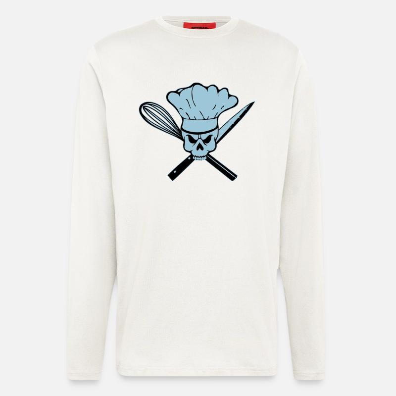 Koch Pirat oder Rebell Totenkopf - Langarmshirt - made by SPREAD  - OFF WHITE