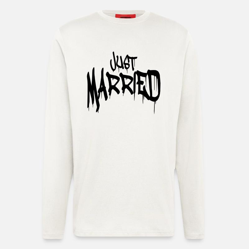 Graffiti Just married Logo lustig - Manches longues bio décontracté fabriqué en UE - OFF WHITE