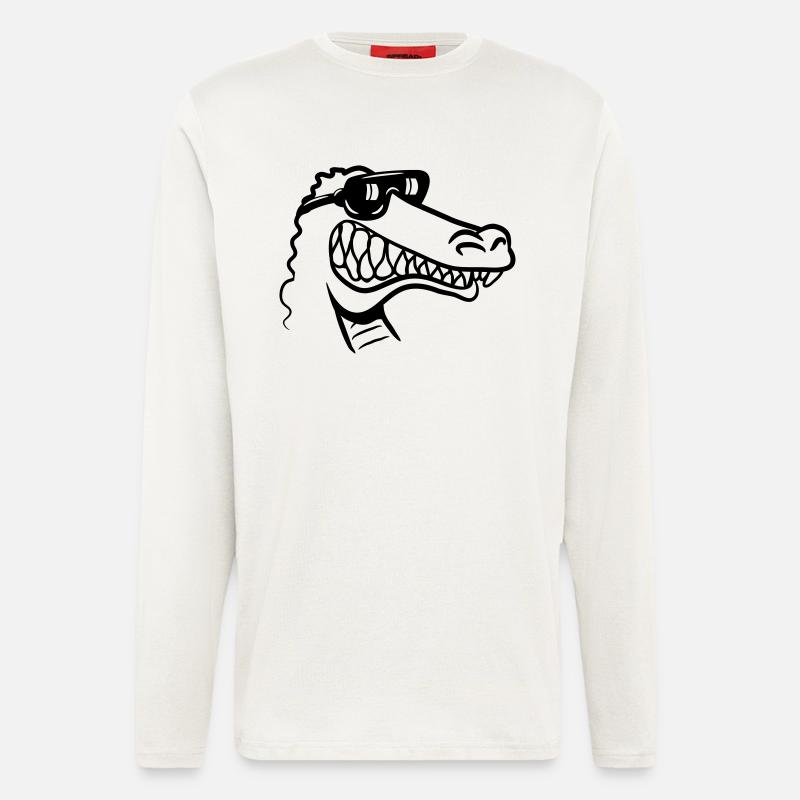 Krokodil witzig spass - Langarmshirt - made by SPREAD  - OFF WHITE