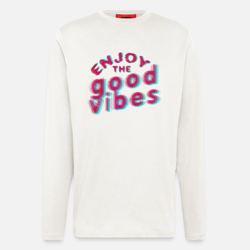 Good Vibes (lettrage) 01 - Manches longues bio décontracté fabriqué en UE - OFF WHITE
