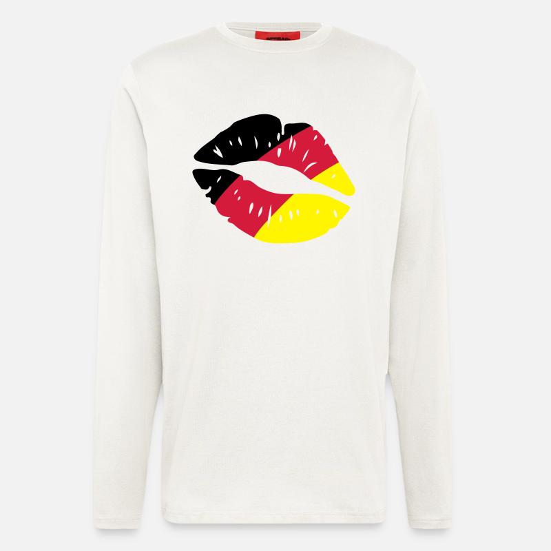 germany kiss lips - Langarmshirt - made by SPREAD  - OFF WHITE