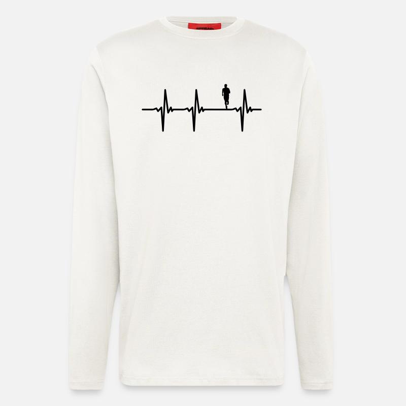 Marathon Herzschlag Läufer - Langarmshirt - made by SPREAD  - OFF WHITE