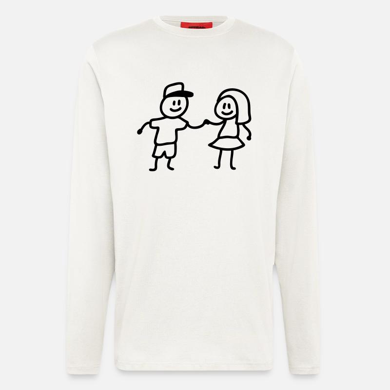 Junge Mädchen spielen - Langarmshirt - made by SPREAD - OFF WHITE