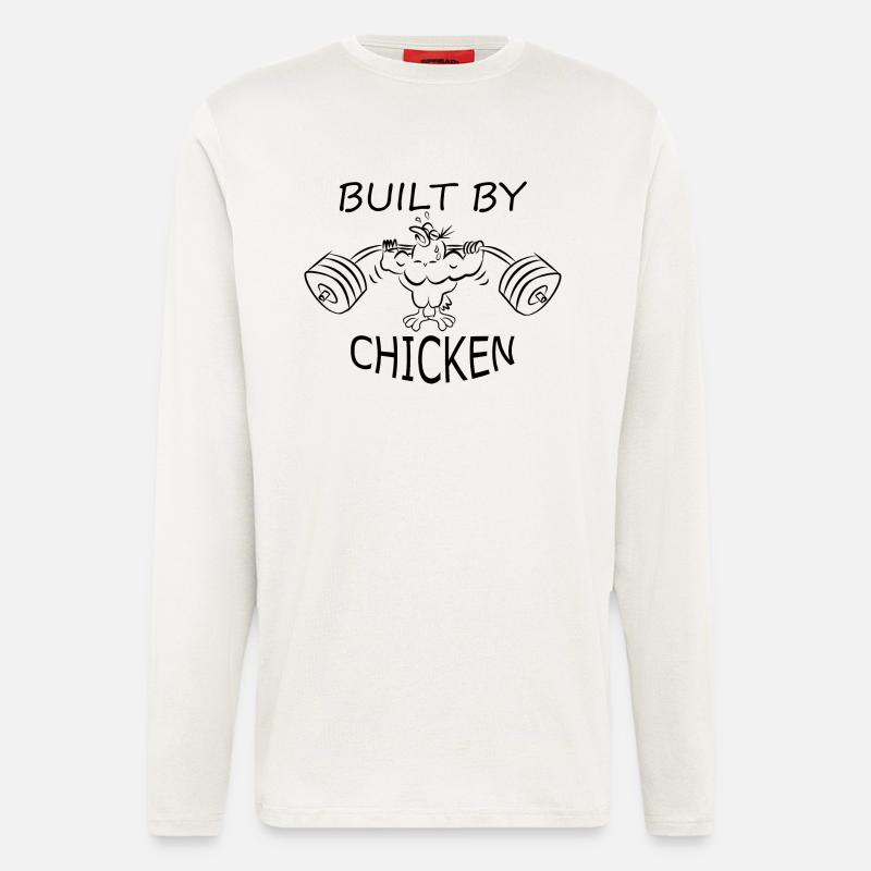 Built by chicken dumbbell gym - Longsleeve - made by SPREAD  - OFF WHITE