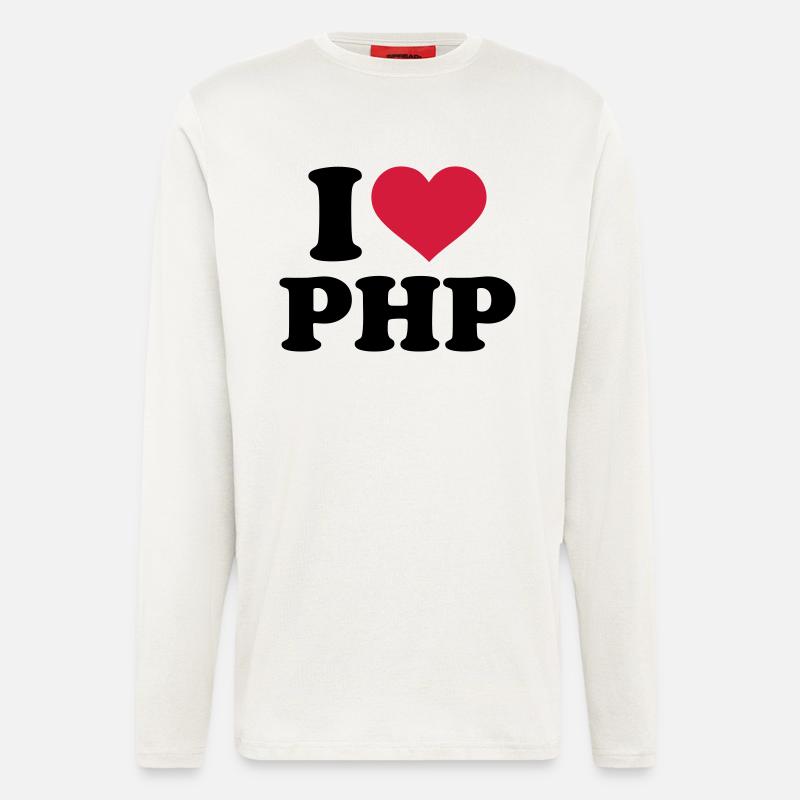 I love PHP - Manches longues bio décontracté fabriqué en UE - OFF WHITE