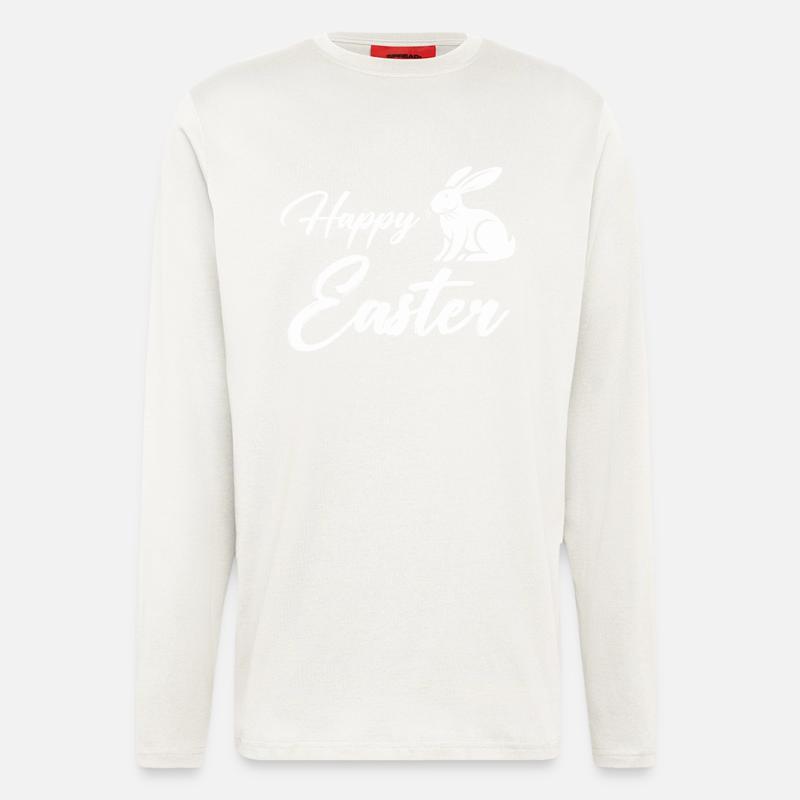 Lapin Joyeuses Pâques - Manches longues bio décontracté fabriqué en UE - OFF WHITE