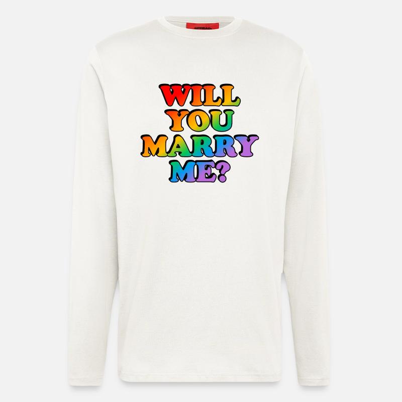 Willst du mich heiraten? Homo-Ehe - Langarmshirt - made by SPREAD - OFF WHITE