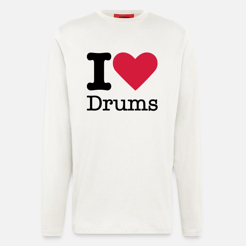 I Love Drums - Langarmshirt - made by SPREAD  - OFF WHITE